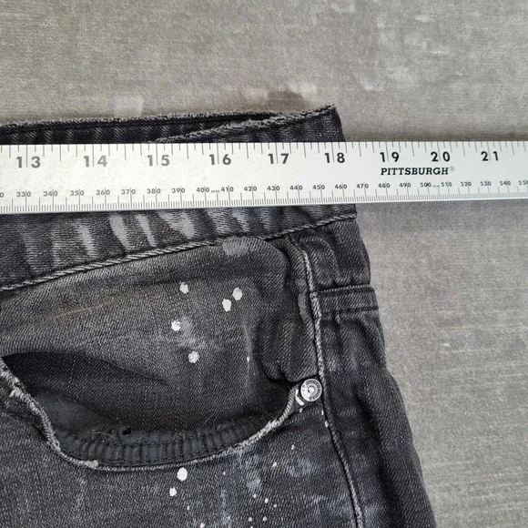 SMOKE RISE Mens Jeans Black Distressed Paint Splatter Moto Style 36x34 - Picture 6 of 7